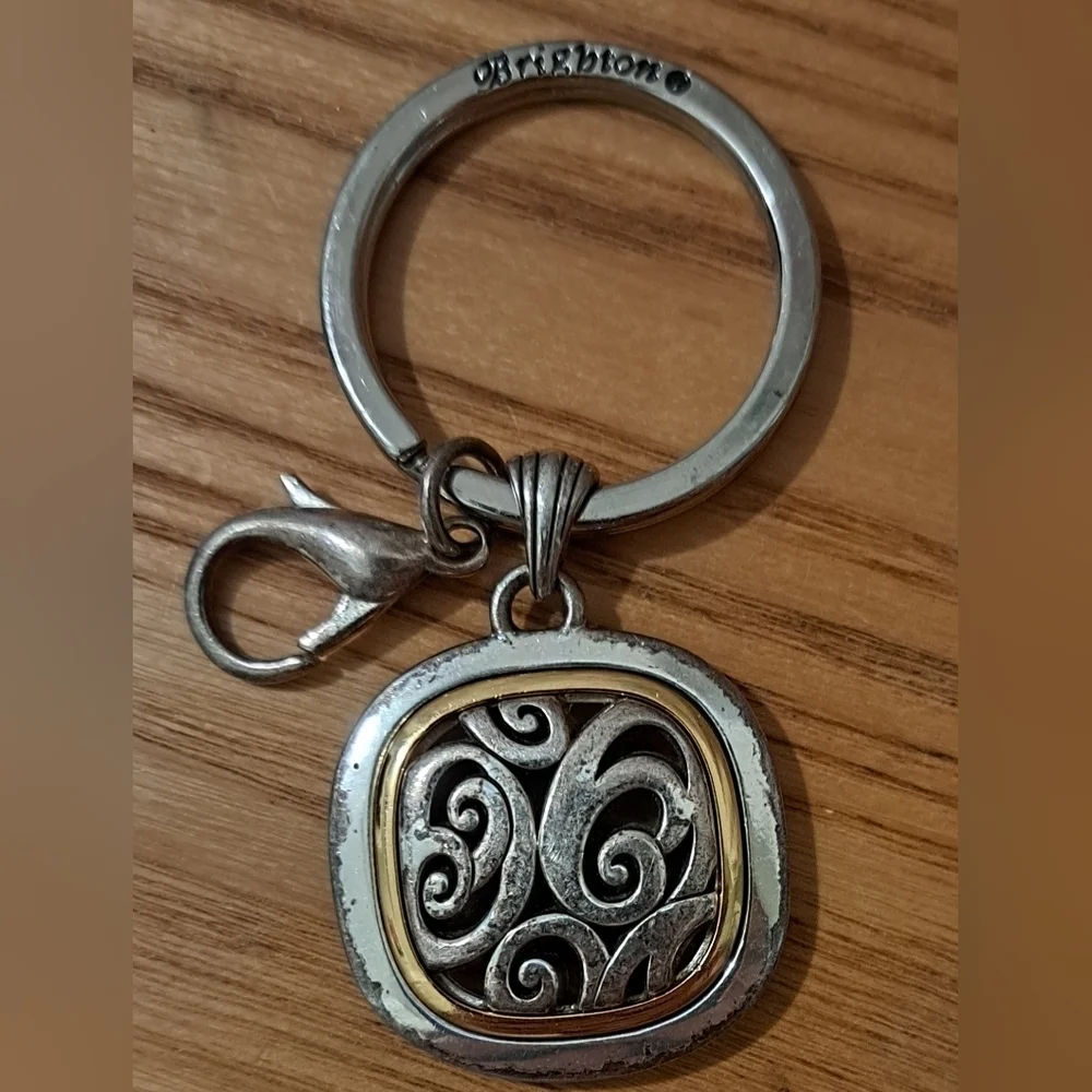 Vintage Y2K 90s Brighton Gold & Silver Tone Keychain Bag Charm w/ Lobster Clip